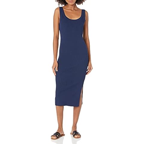 The Drop Yasmin Vestido Midi de Tirantes de Punto de Canalé para Mujer Cover