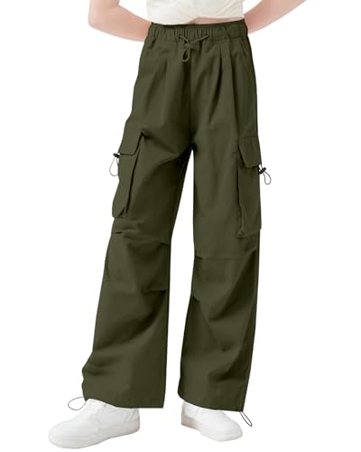 Image of Women's Cargo Pants Casual Jogger Multi Pocket Fit Drawstring High Waist Loose Trousers, Army Green, XX-Large