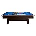 SIMBASHOPPING 8 Foot Pool Table with Storage Benches Modern Billiard Table with Blue Felt and Ball Return - Vintage Blue