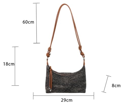Fashion Sparkly Denim Dumpling Bag Adjustable Shoulder Strap Cross Body Bag Commuter Travel Handbag for Women 20252