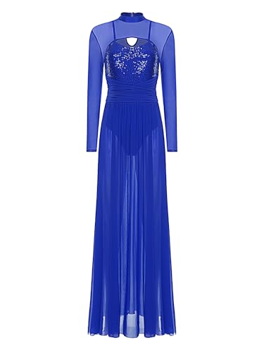 Robe danse contemporaine col montant avec jupe en tulle fluide