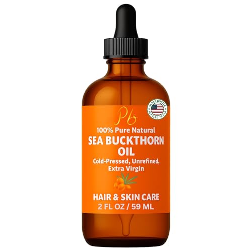 Pomberries Sea Buckthorn Oil – 100% Pure Cold-Pressed from Fruit & Seed – Sea Buckthorn Seed Oil for Face, Hair, Skin & Nails – Supports Radiant, Youthful-Looking Skin – Amber Glass Bottle 2 fl oz