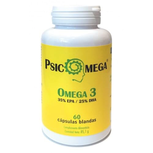 PSICOMEGA Omega 3 1000 mg – 60 cápsulas blandas | Alta concentración en EPA y DHA | Apoyo cognitivo y emocional | Suplemento natural VINNEA
