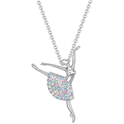 AZWOOD Ballet Crystal Pendant Necklace for Girls Cover