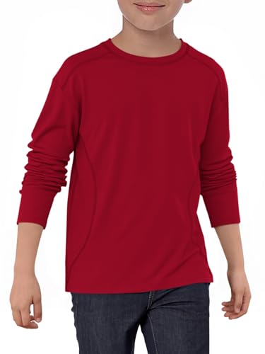 Haloumoning Boys Long Sleeve Shirts Kids Crewneck Oversized Casual Tees Fall Fashion Shirt Tops 5-14 Years