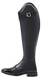 Modell mit mittelhohem Bogen QHP Damen Leder-Reitstiefel Dorah Adult weit RV vorne Lack- und Strassdetails schwarz Gr. 37