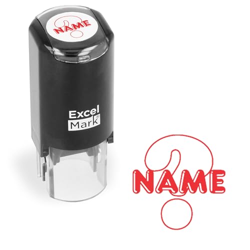 ExcelMark Round Teacher Stamp - Name (Question Mark) - Red Ink