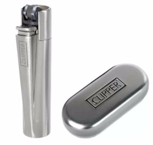 Image of Clipper Classic Large Metal Lighter - CP11 Silver Matte /Shiny Finish, Durable & Refillable with Packing Tool - Iconic Design, Dimensions: 2.5in x 0.55in - 1 Lighter - refillable