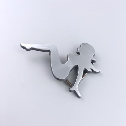 Image of JEAN'S FRIEND Antique Brushed Silver Trucker Girl Mudflap Girl Belt Buckle