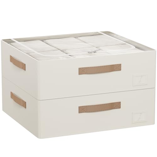CYhom Underbed Storage Bins With Metal Frame, 10" High Under Bed Storage Containers, Large Capacity Under Bed Organizer Boxes (Beige, 23.6” L x 19.7” W x 10” H) by CYhom - Used condition - US$47.02