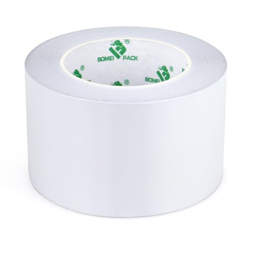 BOMEI PACK Nastro adesivo in foglio di alluminio da 1 pezzi, nastro adesivo isolante in foglio di alluminio 75mm × 50m per condotti e tubi (Bianco)
