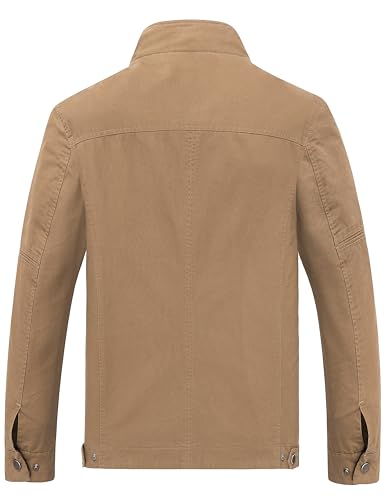 Image of Wantdo Men's Cotton Lightweight Military Jacket Casual Windbreaker | Stand Collar,5 Pockets,Windproof,Snap Cuffs,Spring Fall Daily Commute Work Outdoor Wear,Regular Fit,Versatile Outerwear
