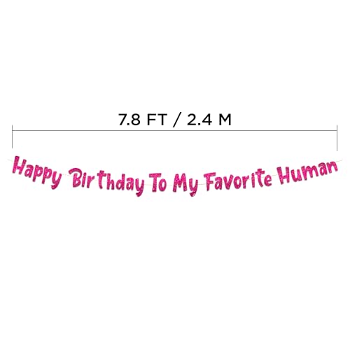 Image of Pre-Strung Happy Birthday To My Favorite Human - Funny Birthday Pink Glitter Banner - Funny Birthday Decorations for Men and Women - Party Supplies and Gifts