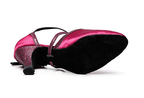 TDA Women's Mid Heel Closed Toe Glitter Tagno Salsa Wedding Ballroom Modern Latin Dance Shoes4