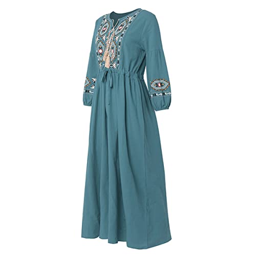 Robe d'été bohème mi-longue robe de soirée ample à volants bleu clair