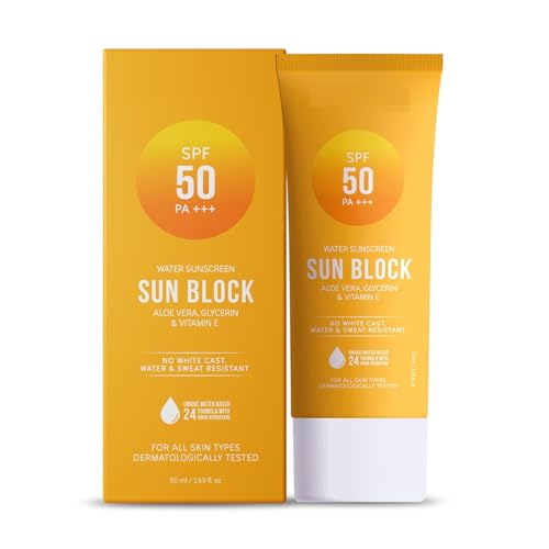 Wat.r based Hydrating Sunscreen, SPF 50, Lightweight, Photostable, PA+++, For All Skin Types, No White Cast, Non - Greasy Finish, UV Protection, Broad Spectrum, For Men & Women, 50ML