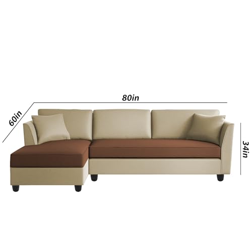 Image of BRAXTON Ruben LHS 4 Seater L Shape Sofa Set for Living Room (Cream Brown Fabric) Premium Fabric Sofa