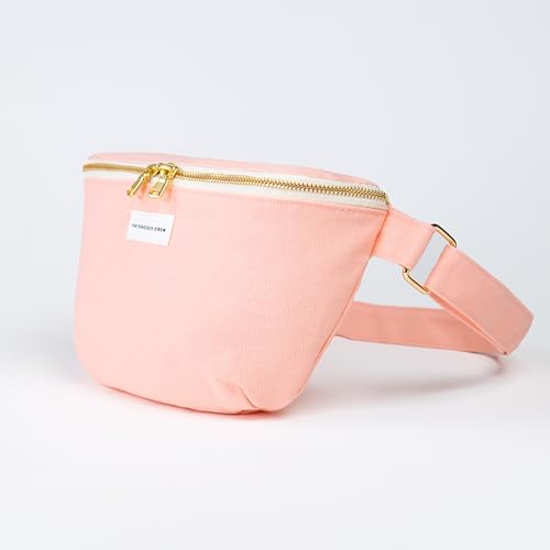Image of The Peacock Crew Canvas Crossbody Sling Bag for Men & Women - Adjustable Strap, Dual Zippers Left /Right Handed, Secure Everyday Travel Fanny Pack Shoulder Pouch, Nomad Blush Pink, 11.8 x 7.5 x 3.15