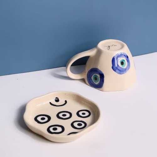 Image of WEAVING HOMES Evil Eye Mug & Handmade Dessert Plate (Set of 2)