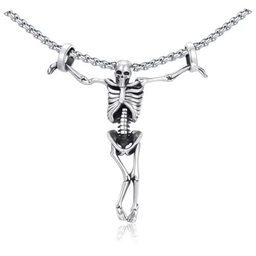 Ghost Pumpkin/Cat/Skeleton Necklace 925 Sterling Silver Spooky Pendant Necklace Halloween Ghost Jewelry for Women Men