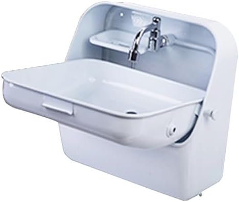 Folding Stainless Steel Sink with Cold Water Faucet - Wall Mount Hand Wash Basin for Caravan, RV, Outdoor Kitchen & Trailer Bathroom