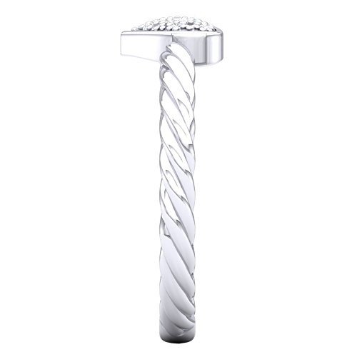 Dazzlingrock Collection 0.06 Carat (Ctw) Round White Diamond Ladies Bridal Heart Shaped Rope Style Promise Ring, Sterling Silver4