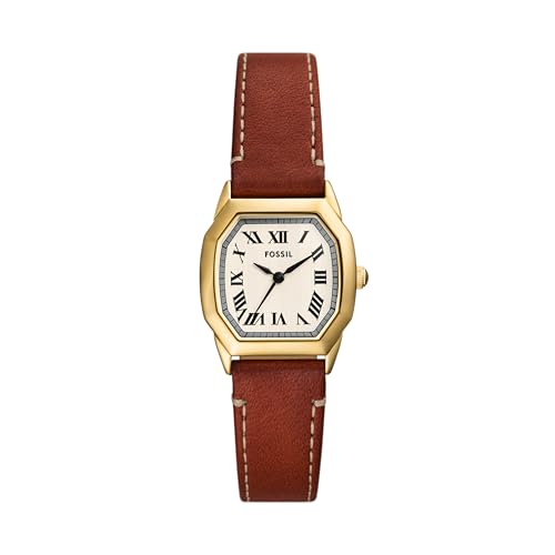 Fossil Leather Analog Beige Dial Women’s Watch-Es5364, Band Color:Brown
