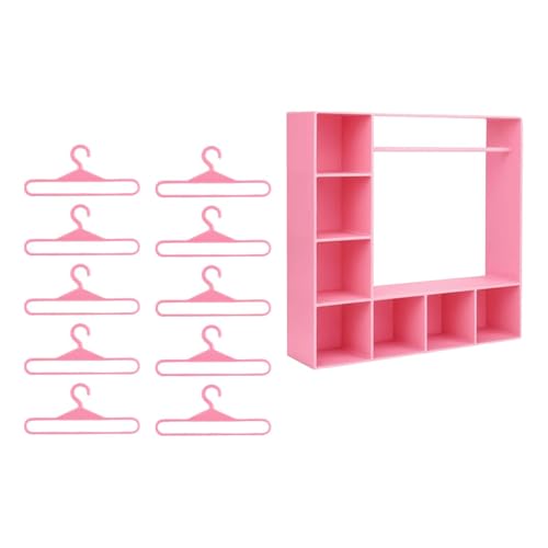 SZLIFE Armadio per Vestiti per Bambole, Scatola espositiva per Accessori per Bambole, Creativo con 10 grucce, Guardaroba...