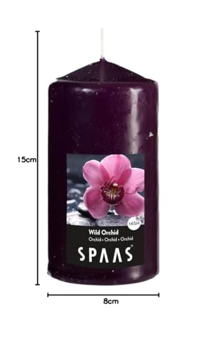 Spaas Scented Cylinder Pillar Candle 80/150 mm, 65 Hours, Wild Orchid, Aubergine, D 80 mm x H 150 mm - Image 2