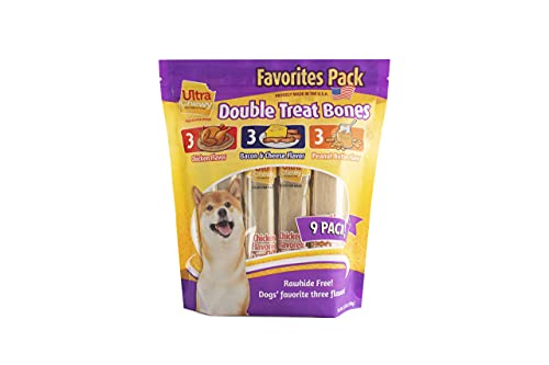 Ultra-Chewy-Double-Treat-Bones-Favorites-Dog-Treats-Made-in-The-USA-Healthy-Treats-Easy-to-Digest-Promotes-Dental-Health-Assorted-Flavors-1-Pack9-Bones-Per-Pack