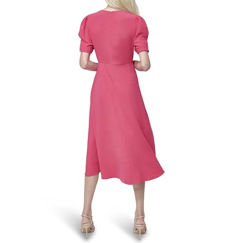 Image of DKNY Women's Short Sleeve Button Front Fit & Flare Midi Dress