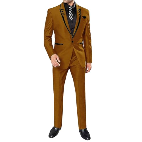Men 3 Pieces Wedding One Button Groom Tuxedo Leisure Business Suit Set Jacket Pants Vest Brown