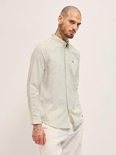 Image of THE BEAR HOUSE Men's Pure Cotton Solid Casual Shirt