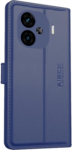 Image of AIBEX Compatible for iQOO Neo 10R 5G Flip Cover Leather Finish with Magnatic Closure | Inside TPU with Card Pockets | Wallet Stand | Complete Protection Flip Case -Blue