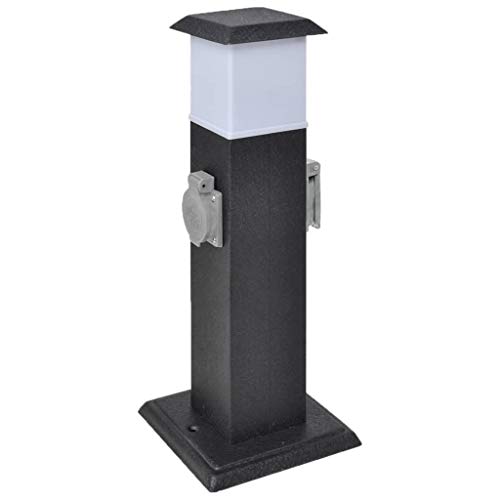vidaXL Borne Jardin Électrique 2 Prises avec Lampe Bloc Prises Extérieures