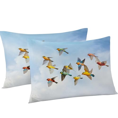 Housse de couette 90x190 colibri anti-glisse en microfibre douce avec fermeture éclair rapide