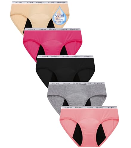 Linzama Teen Girls Incontinence UnderwearHolds Up to Regular 10 Tampons Leakproof Period ViscoseReusable Size 13-14year