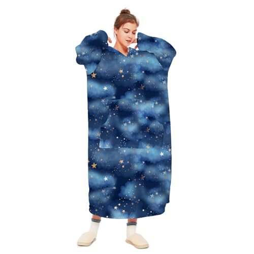 THREE POODLE Wearable Blanket Hoodie, Oversized Sherpa Sweatshirt Blanket for Adults Women Men, Warm Cozy Hooded Blankets, Gifts for Mom Girlfriend