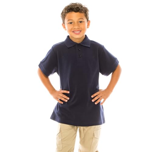 Image of unik Boy's Premium Quality Pique Polo Uniform Shirt Short Sleeve White Sky Blue Navy Hunter Green Burgundy Black Red