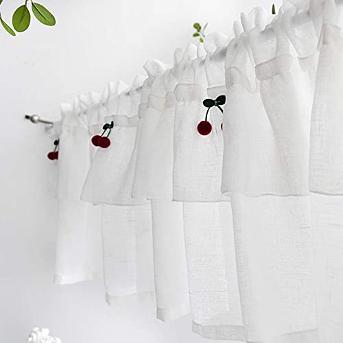 Cortina pequeña blanca ideal para barra de café y ventanas de cocina 8