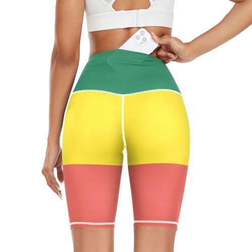 NCRJCZQL Ethiopian Flag Women's Biker Shorts High Waist Yoga Leggings