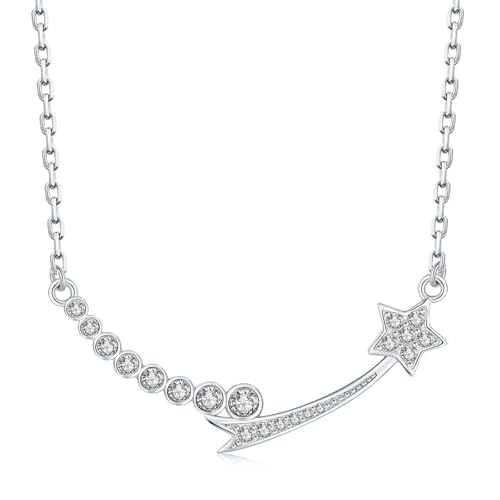 PAPAON Sterling Silver Star Necklace for Women with Star Cubic Zirconia, Hypoallergenic Jewelry for Women, Ideal for Daily Wear and Gifting- Pentagram Jewelry, Elegant Silver Necklaces shoot