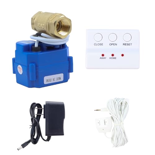 E-SDS Washing Machine Leak Detector with Automatic Water Shut-Off and Sensors and Sounds Alarm for Pipes 1" NPT, Water Leak Detector with Shutoff Valve for Laundry,Water Heaters More