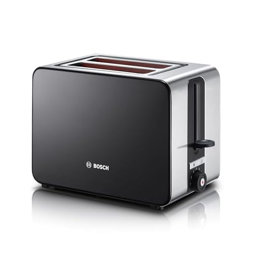 Bosch Sky Compact TAT7203GB 2 Slot Stainless Steel Toaster with 7 variable browning levels including frozen - Black
