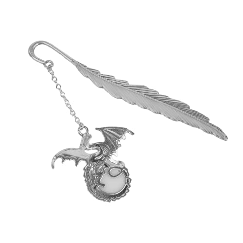 VOANZO 2pcs Luminous Metal Feather Bookmark 3D Flying Dragon Pendant Retro Unique Luminous Bookmark Gift For Book Lovers Men And Women (Gold - Image 4