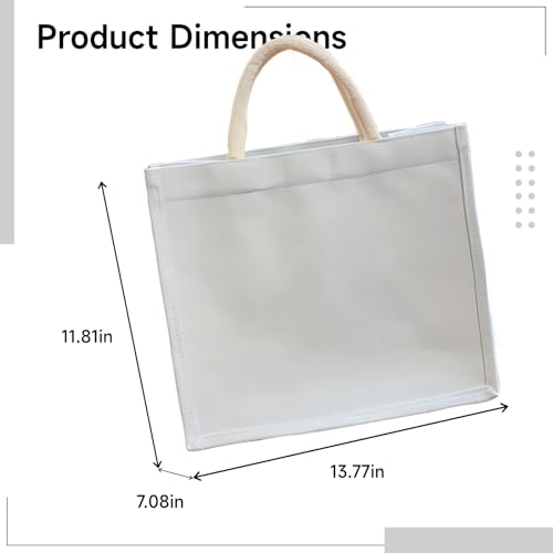 Large Canvas Handbag for Artists & Students with Embroidery, Multi-Color Options, Spacious Storage (Black, White, Light, Pink)4