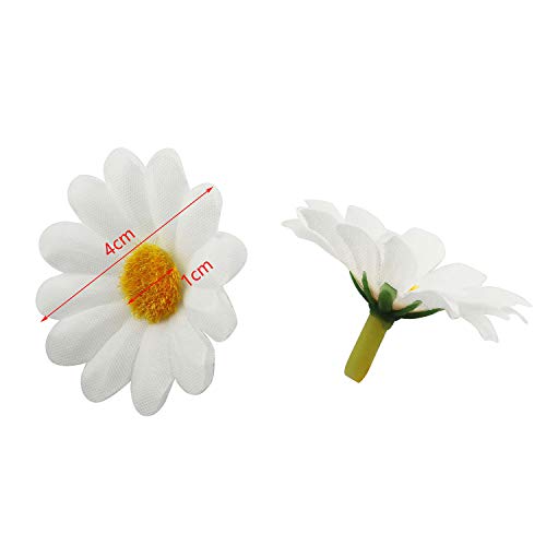 Fabric Daisy Flower Head 100Pcs 1.5Inch White Artificial Gerbera Fake Flowers Heads For Wedding Party And Diy Craft #TOP1