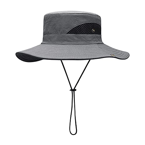 Sombrero para el Sol, Sombrero de Pesca, Unisex, para Adultos, de ala Ancha, Boonie, Gorra de Safari al Aire Libre, protección UV de Verano, UPF 50+, Sombreros de Cubo para jardinería, Playa, Gris Cover