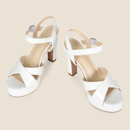 Image of Platform High Heels for Women Strappy Chunky Heels Sandals for Women Open Toe Block Heeled Sandals with Ankle Strap Summer Dress Shoes