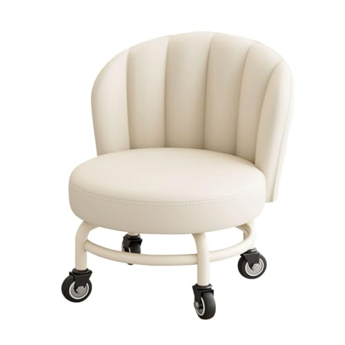 LEIYTFE Kurze Rollhocker Mit Lenkrollen, Runder Mobiler Kleiner Hocker...